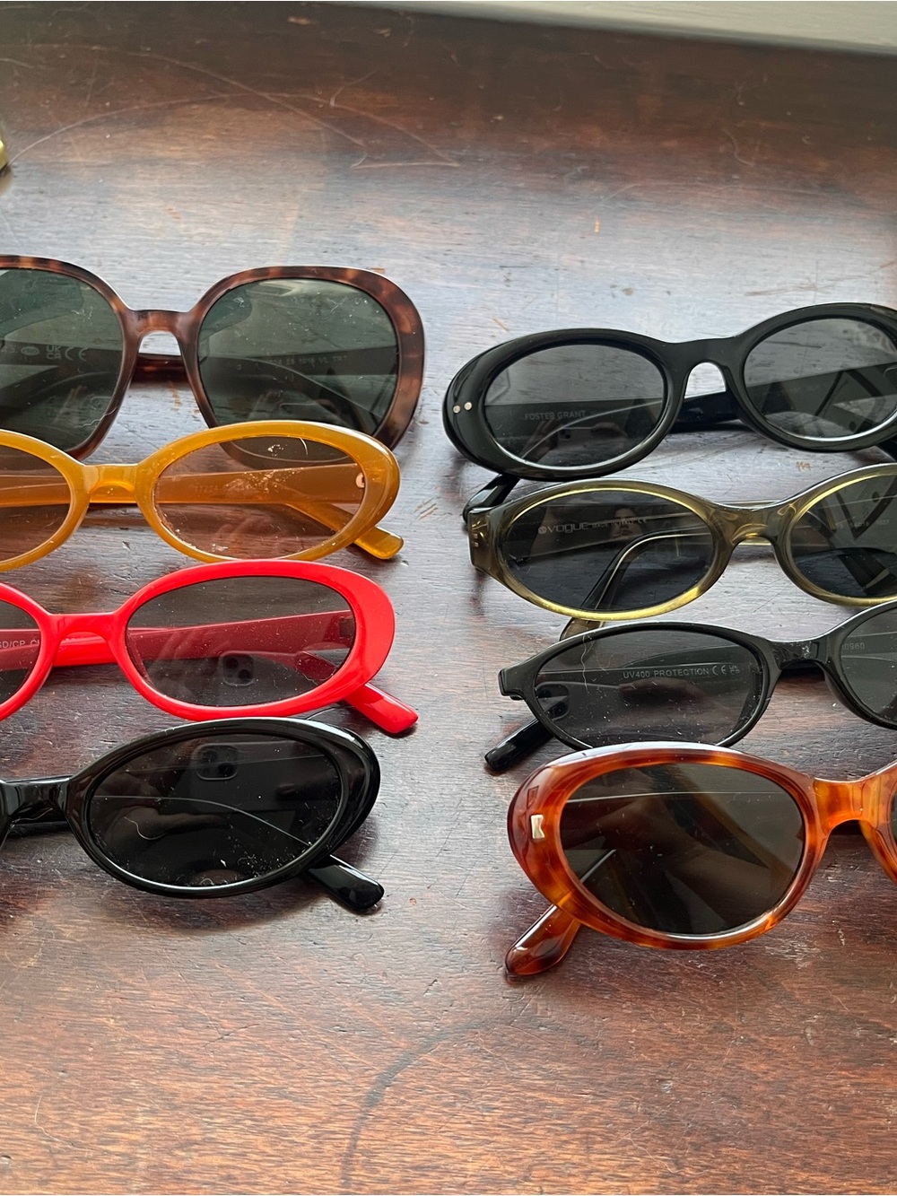 Vintage Sunglasses Lot — Red, Yellow, Black, Brown, Tortoiseshell